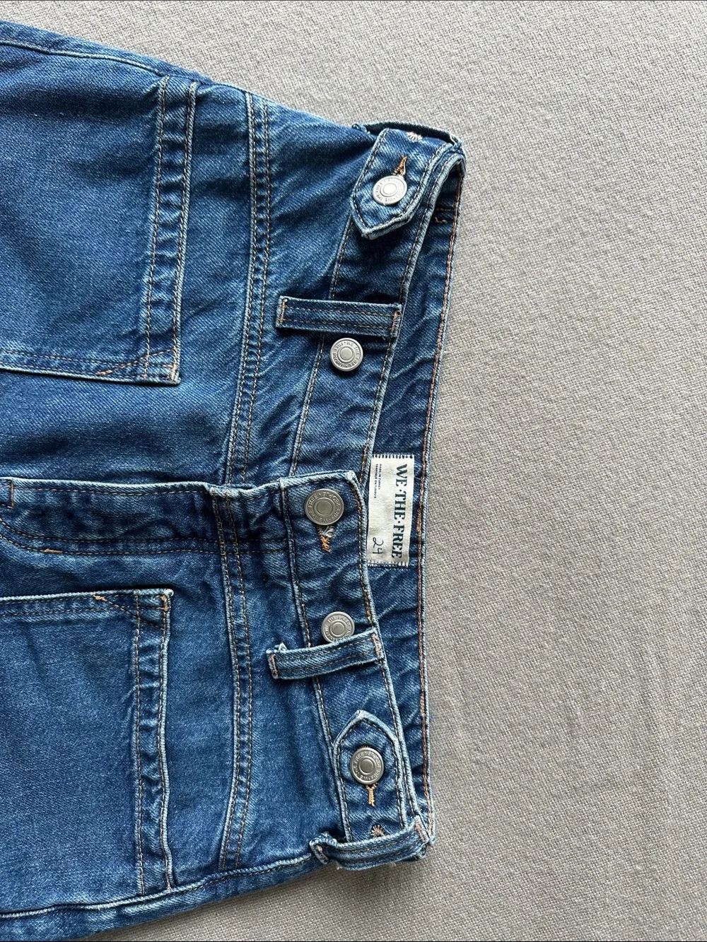 Free People mid-rise baggy jean with front pocket in blue